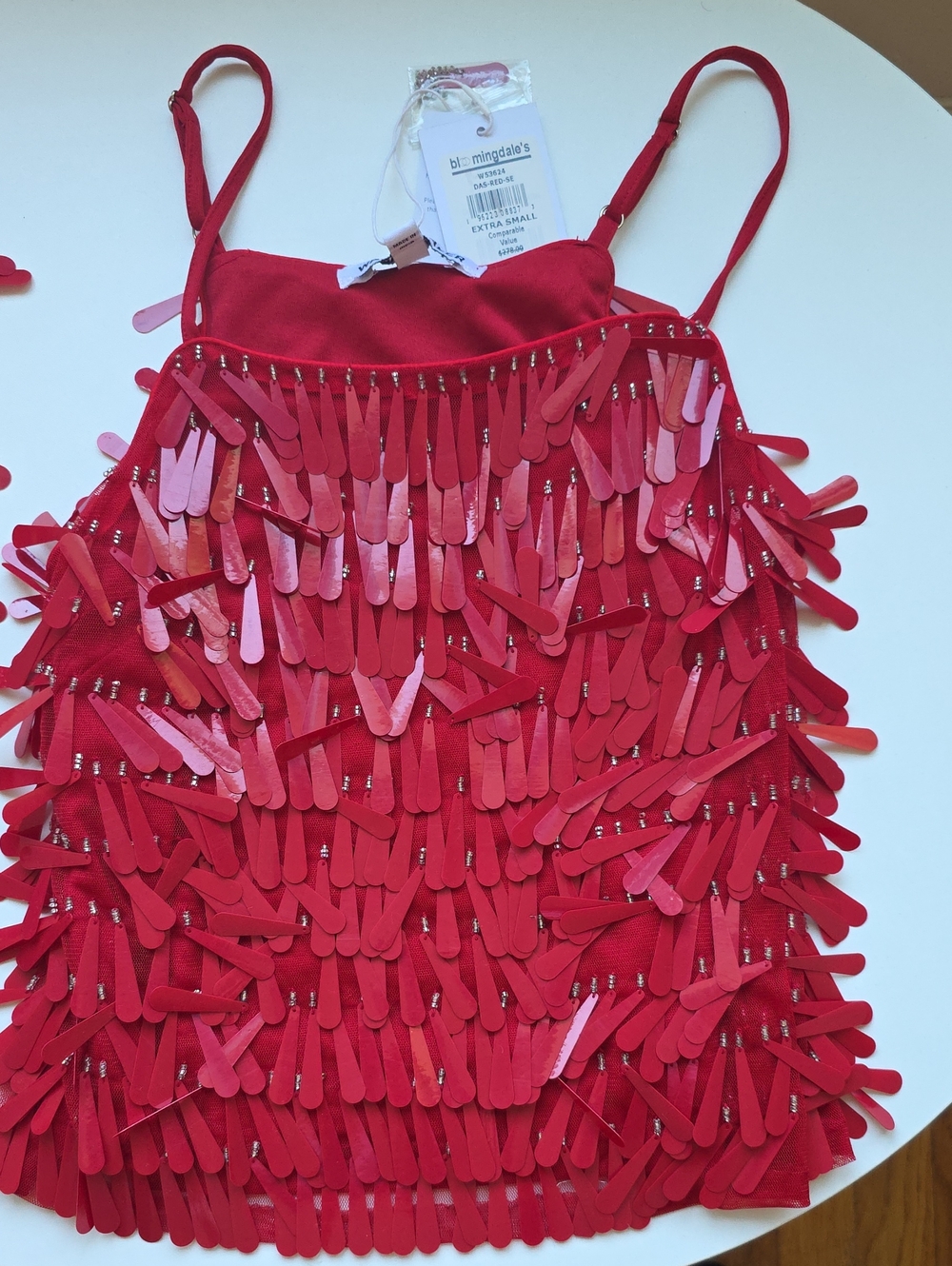 Walter Baker Red Sequin Fringe Womens Top